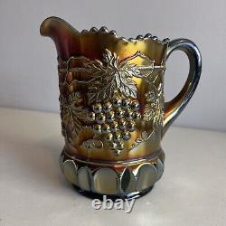 Vintage Northwood Grape and Cable Amethyst Carnival Glass 7 Piece Water Set