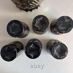 Vintage Northwood Grape and Cable Amethyst Carnival Glass 7 Piece Water Set