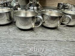 Vintage Oneida Park Lane Silver Plated Footed Punch Bowl Set With 12 Cups & Ladle