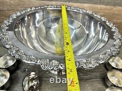 Vintage Oneida Park Lane Silver Plated Footed Punch Bowl Set With 12 Cups & Ladle