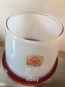 Vintage Original RARE BLENKO RIALTO Vase Factory Labels Red Saturn Ring PERFECT