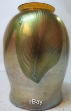 Vintage Original Tiffany Studios Pulled Feather Favrile Art Glass Shade