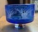 Vintage Orrefors Gunnar Cyren Blue Clear Footed Glass Bowl