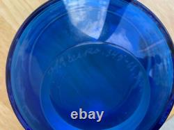 Vintage Orrefors Gunnar Cyren Blue Clear Footed Glass Bowl
