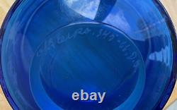 Vintage Orrefors Gunnar Cyren Blue Clear Footed Glass Bowl