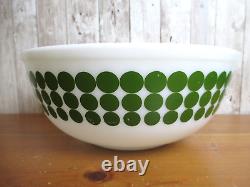 Vintage PYREX MCM #404 4 Quart Green Polka Dot Milk Glass Mixing Bowl Ovenware