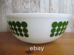 Vintage PYREX MCM #404 4 Quart Green Polka Dot Milk Glass Mixing Bowl Ovenware