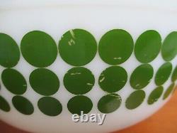 Vintage PYREX MCM #404 4 Quart Green Polka Dot Milk Glass Mixing Bowl Ovenware
