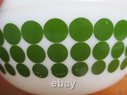 Vintage PYREX MCM #404 4 Quart Green Polka Dot Milk Glass Mixing Bowl Ovenware