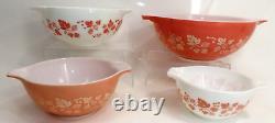 Vintage PYREX Pink Gooseberry Cinderella Mixing Bowls Full Set 44o's