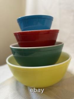 Vintage PYREX Primary Colors Nesting Mixing Bowl Set Of Four 401-404