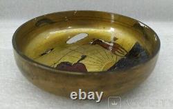 Vintage Painting Nemes Bowl Artist Glass Taming Horses Knight Dish Rare Old 1934