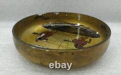 Vintage Painting Nemes Bowl Artist Glass Taming Horses Knight Dish Rare Old 1934