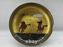 Vintage Painting Nemes Bowl Artist Glass Taming Horses Knight Dish Rare Old 1934