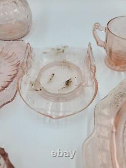 Vintage Pink Depression Glass Lot