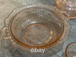 Vintage Pink Depression Glass Lot Plates Cups Huge Lot