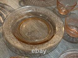 Vintage Pink Depression Glass Lot Plates Cups Huge Lot