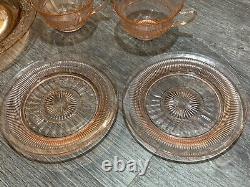 Vintage Pink Depression Glass Lot Plates Cups Huge Lot