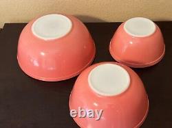 Vintage Pink Solid Colored Pyrex Mixing Bowls #402, 403, 404 As Is