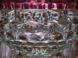 Vintage Punch Bowl Set with Red Rim, Lancaster Colony Whitehall Ruby Flash 14 Pc