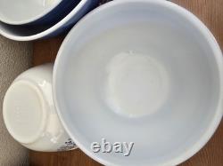 Vintage Pyrex 4 Piece Blue White Colonial Mist Nesting Mixing Bowls 402 403 404