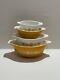 Vintage Pyrex Butterfly Gold Set of 4 Cinderella Nesting Bowls 441 442 443 444