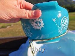 Vintage Pyrex Chip & Dip Set with Bracket 441 & 444 Promotional 1958 Balloons