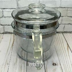 Vintage Pyrex Flameware Glass Double Boiler with Insert and Lid #6283