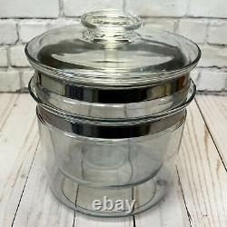 Vintage Pyrex Flameware Glass Double Boiler with Insert and Lid #6283