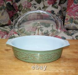 Vintage Pyrex Golden Scroll (green Scroll) Casserole Set