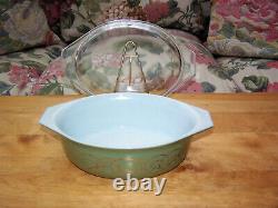 Vintage Pyrex Golden Scroll (green Scroll) Casserole Set