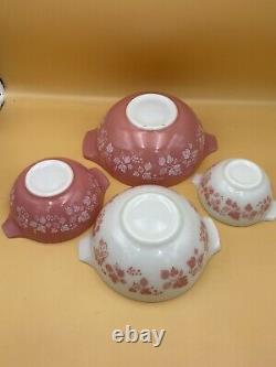 Vintage Pyrex Gooseberry Pink Cinderella Nesting Mixing Bowl Set of 4