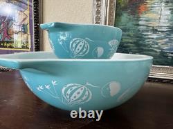 Vintage Pyrex Hot Air Balloon Chip and Dip Cinderella Bowls, #441 and #444