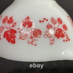 Vintage Pyrex JAJ Red Coral Gooseberry Mixing Bowl 441 With STARS HTF