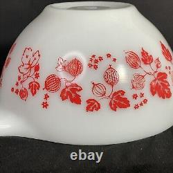 Vintage Pyrex JAJ Red Coral Gooseberry Mixing Bowl 441 With STARS HTF