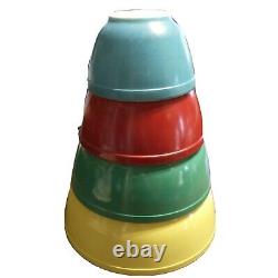 Vintage Pyrex Mixing Bowls Primary Colors T. M. REG US PAT. OFF Nesting Set