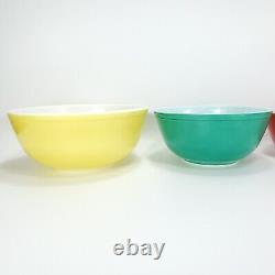 Vintage Pyrex Nesting Mixing Bowls #401 402 403 404 Primary Colors Set of 4