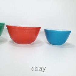 Vintage Pyrex Nesting Mixing Bowls #401 402 403 404 Primary Colors Set of 4