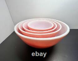 Vintage Pyrex Nesting Mixing Bowls Flamingo Pink Set of 4 401, 402, 403, 404