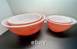 Vintage Pyrex Nesting Mixing Bowls Flamingo Pink Set of 4 401, 402, 403, 404