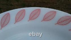 Vintage Pyrex PINK Leaf Chop Plate Platter RARE Underplate For Cake DIsh HTF