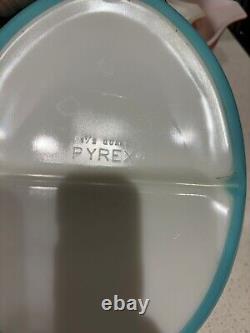 Vintage Pyrex Pink Gooseberry Set Nesting Bowls Snowflake Blue Divided Dish Set