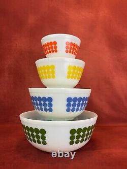 Vintage Pyrex Polka Dot Nesting Mixing Bowls 401, 402, 403, 404