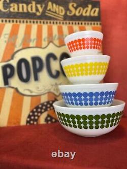 Vintage Pyrex Polka Dot Nesting Mixing Bowls 401, 402, 403, 404