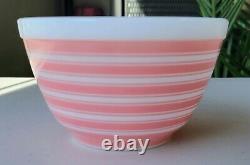 Vintage Pyrex Rare Stripes Mixing Bowl Full Set Blue Sandalwood Pink Yellow NM