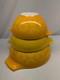 Vintage Pyrex Sunflower Daisy Yellow Orange Cinderella Nesting Bowls Set Of 3