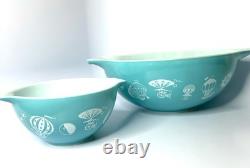 Vintage Pyrex Turquoise Hot Air Balloon Chip Dip Cinderella Set #444 #441