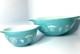 Vintage Pyrex Turquoise Hot Air Balloon Chip Dip Cinderella Set #444 #441