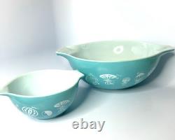 Vintage Pyrex Turquoise Hot Air Balloon Chip Dip Cinderella Set #444 #441