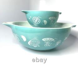 Vintage Pyrex Turquoise Hot Air Balloon Chip Dip Cinderella Set #444 #441